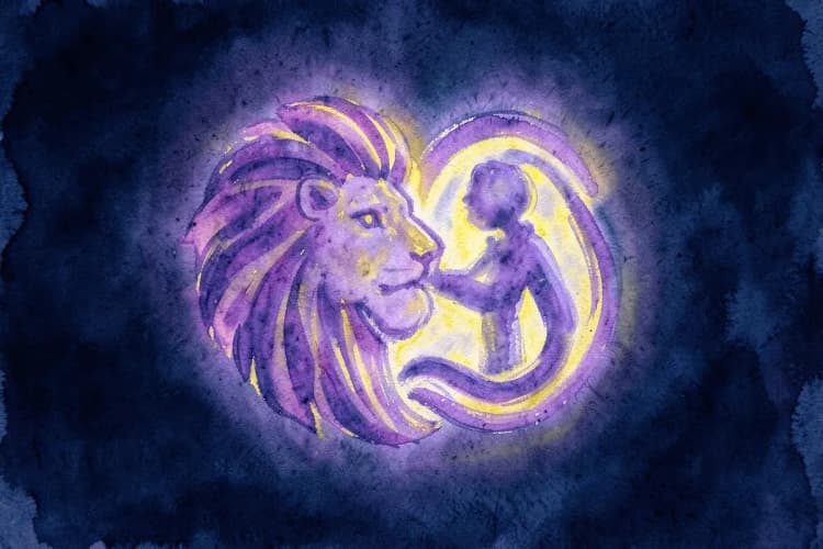 Dois signos do zodíaco, Leão e Aquário, representados por símbolos estilizados se entrelaçando.