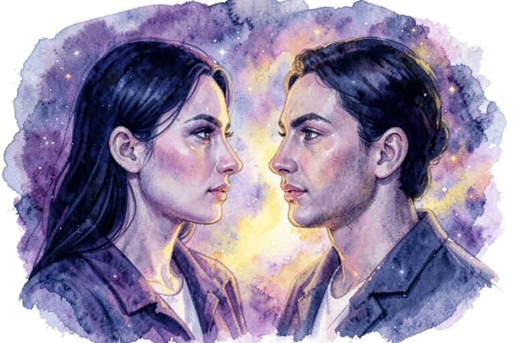 Um casal de escorpião e touro olhando um para o outro com admiração.