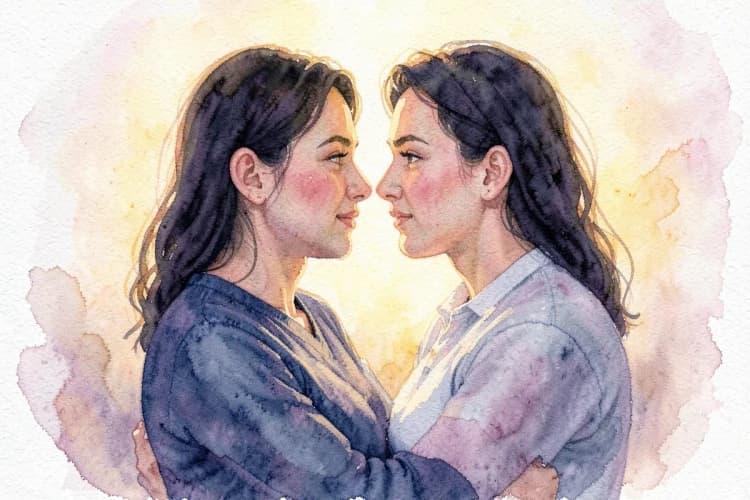 Um casal se abraçando apaixonadamente em um ambiente com luz dourada.