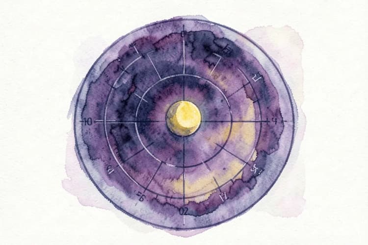Gráfico de um mapa astral com a posição da lua destacada