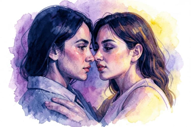 Casal de signos de Áries e Libra se abraçando apaixonadamente.