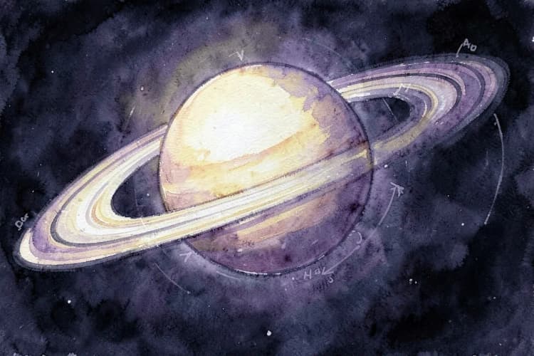 Um gráfico de anéis de Saturno com setas indicando diferentes fases da vida.